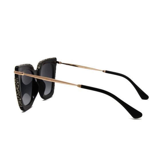 Jimmy Choo Sunglasses Women\'s Square Ciara/G/S FP3 Black Leopard 52mm NEW!